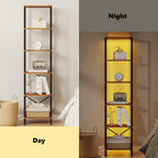 6-Tier Bookshelf With LED Lights — Rustic Brown