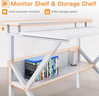 27.5 Inch White Computer Desk With Storage Shelves