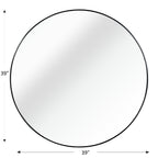 39 Inch Black Metal Framed Round Bathrrom Mirror for Wall