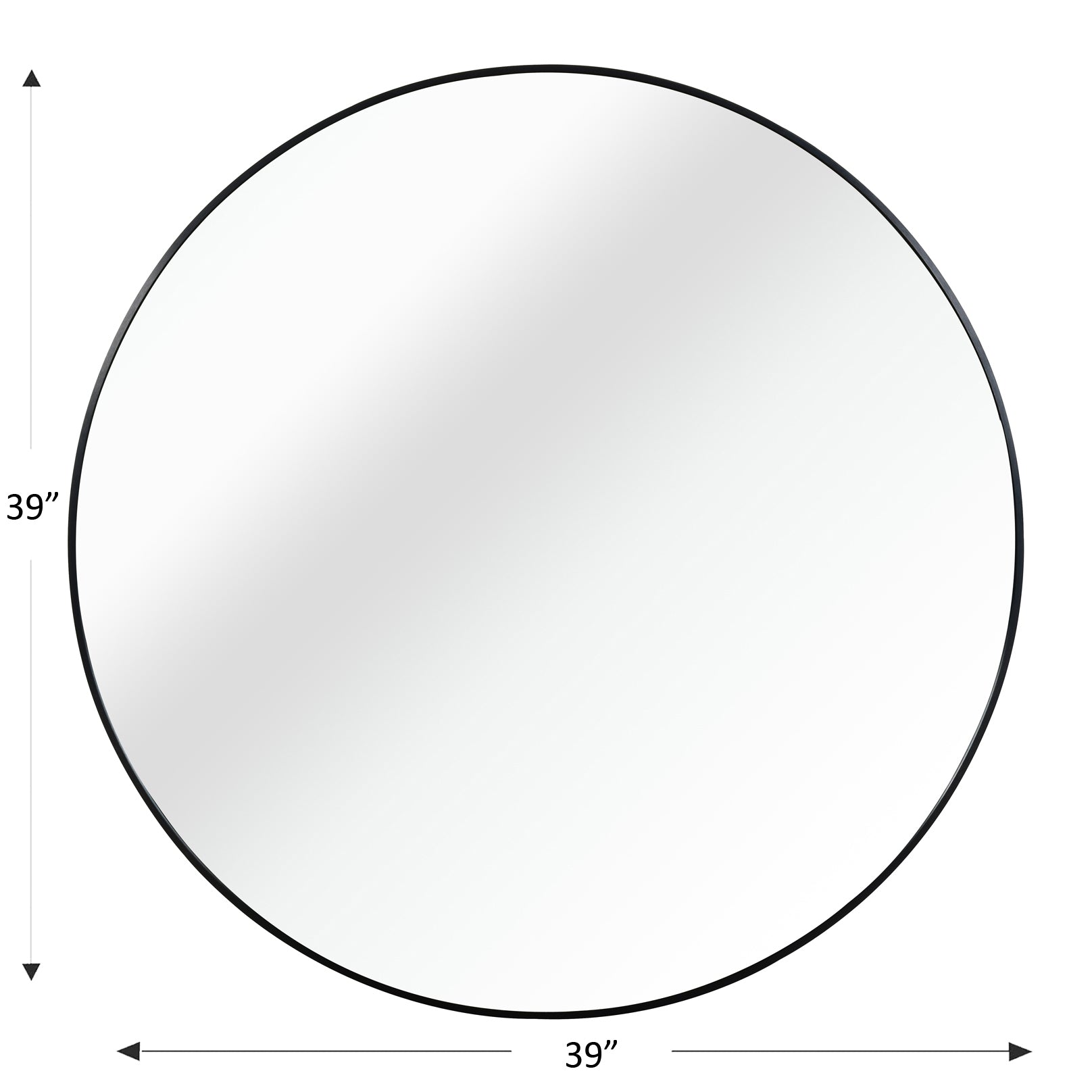 39 Inch Black Metal Framed Round Bathrrom Mirror for Wall