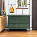 Forest Green Six-Drawer Dresser — With Knobs