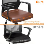 Ergonomic Brown Leather Mesh Office Chair With Lumbar Support