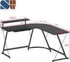 Vista L Shaped Desk With Removable Monitor Shelf In Black