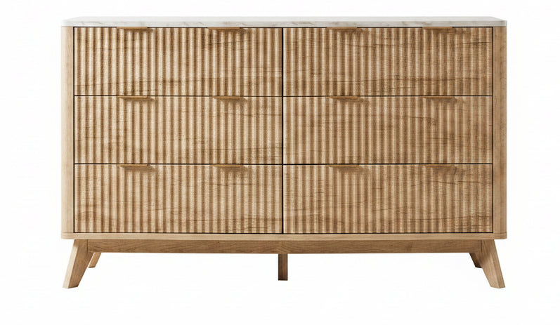Natural Oak Dresser — Faux Marble Top Bedroom Furniture
