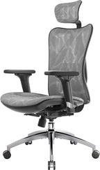 Grey Ergonomic Office Chair With Adjustable Headrest