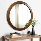 Walnut Rustic Wooden Wall Mirror — Bedroom Decor