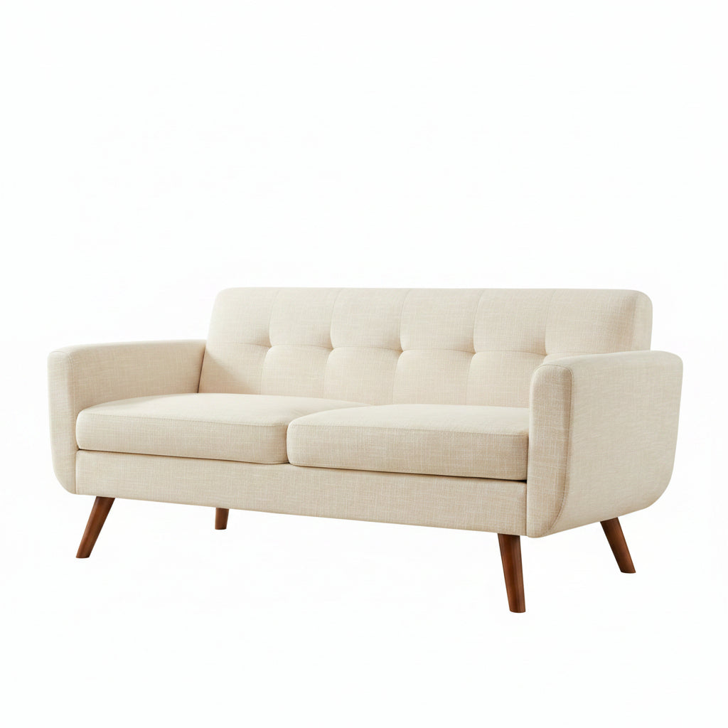 Modern Compact Beige Loveseat For Small Living Rooms