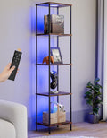 5-Tier Display Shelf Floor Lamp With RGBW Lights — Brown