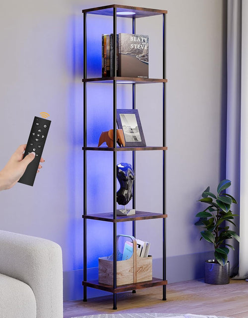 5-Tier Display Shelf Floor Lamp With RGBW Lights — Brown