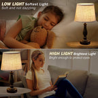 Bedside Table Lamps Set Of 2 With USB Ports And Dimmable