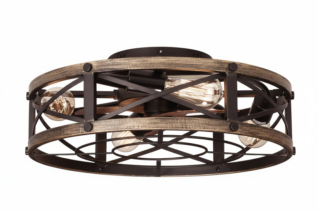 Rustic Bladeless Ceiling Fan With Light And Remote 6 Speeds