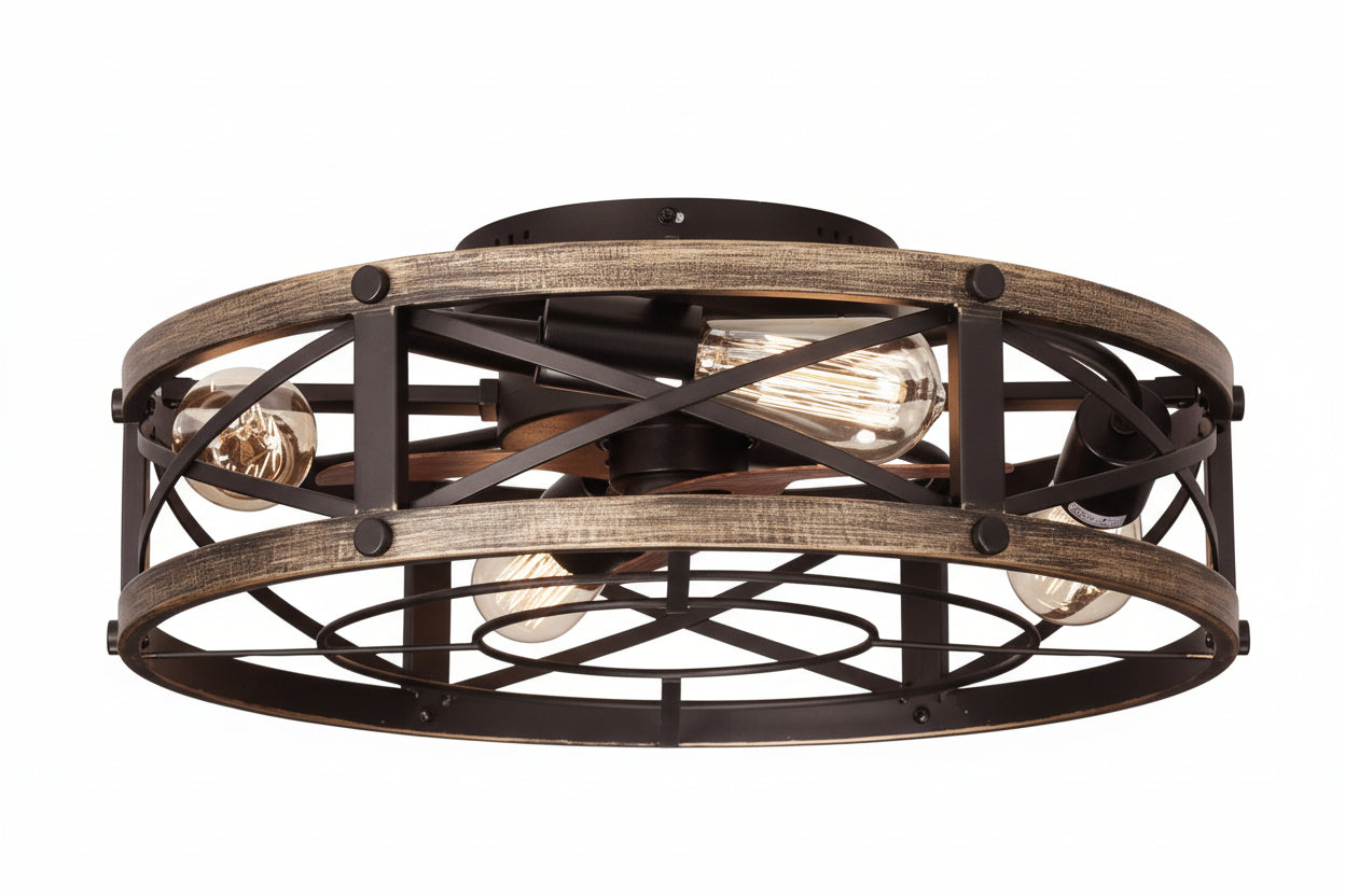 Rustic Bladeless Ceiling Fan With Light And Remote 6 Speeds