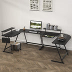 Vista L Shaped Desk With Removable Monitor Shelf In Black