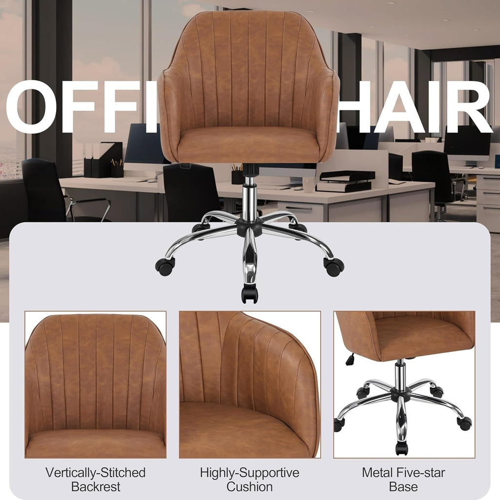 Brown Ergonomic Chair With Adjustable Height