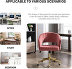 Rose Velvet Office Desk Chair With Ergonomic Design And Swivel Wheels