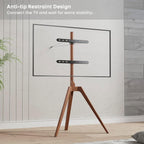 Wood Easel TV Stand For 45 To 65 Inch TVs Walnut Floor