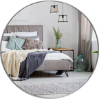 Silver Round Wall Mirror | 36 in.