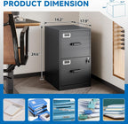 2 Drawer Locking Vertical File Cabinet For Letter Size Files Steel