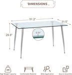 Glass Dining Table For 4 51 Inch Clear Top For Home