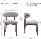 Wooden Dining Chairs Set Of 6 With Light Grey Upholstery