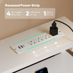 White 47 Inch LED Gaming Desk With 6 Drawers USB Type C