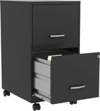 Two-Drawer Mobile File Cabinet Black With Locking Drawers 14.2 X 18 X