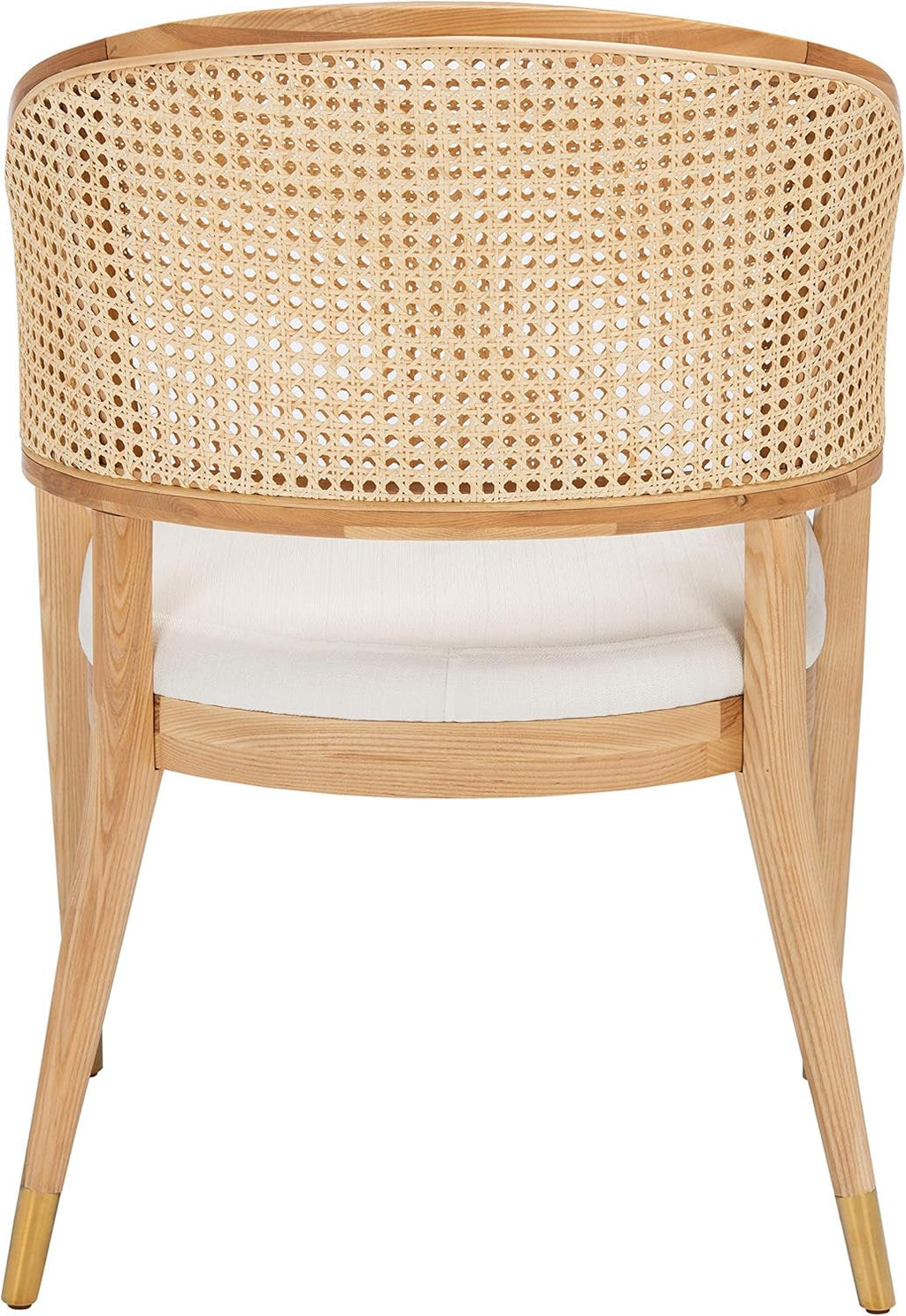Natural Rattan Accent Chair with Brass Caps Fully Assembled