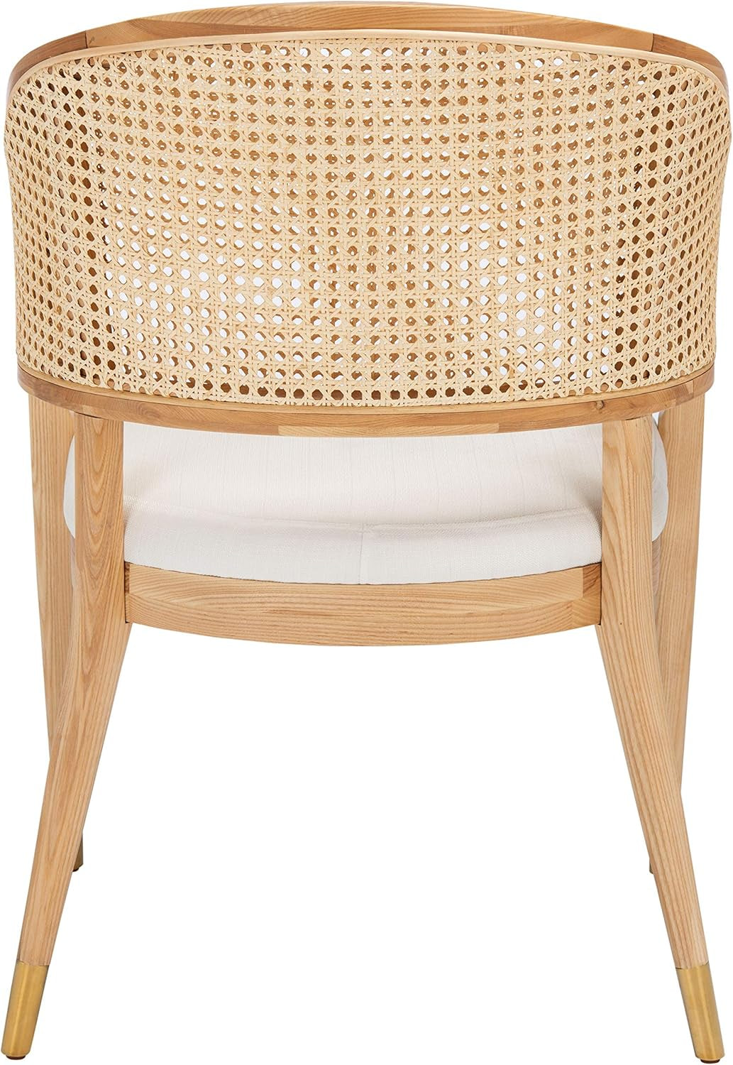 Natural Rattan Accent Chair with Brass Caps Fully Assembled