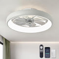 20 Inch Flush Mount Ceiling Fan With Lights Remote White Dimmable LED