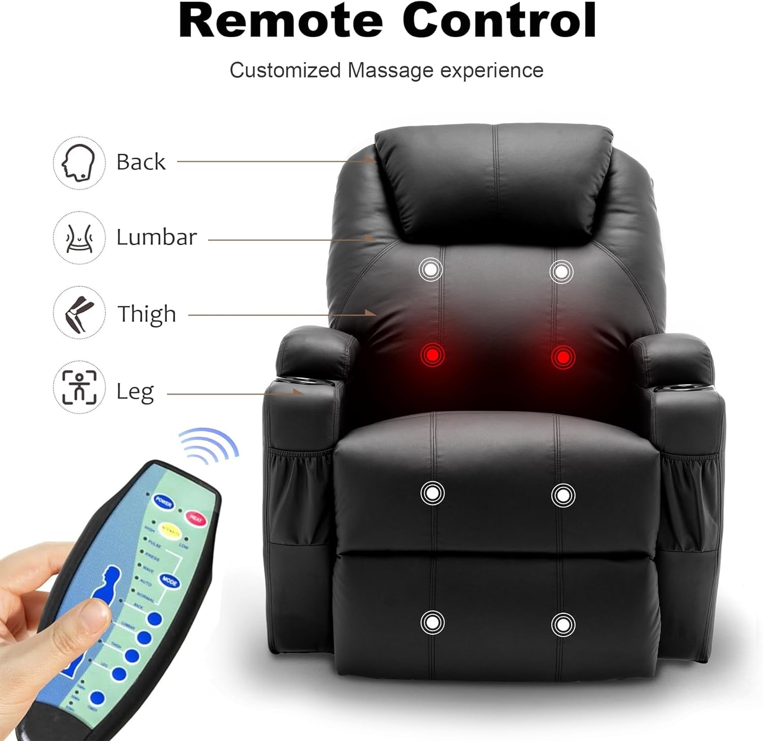 Massage Heat Swivel Recliner Chair For Living Room