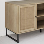 Mina Modern TV Stand With Storage Doors Oak Finish