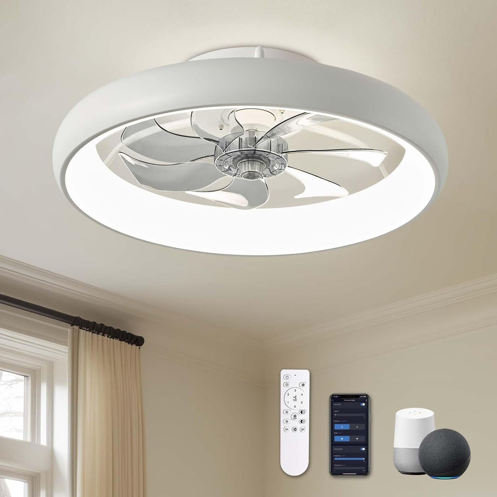 20 Inch Flush Mount Ceiling Fan With Smart Control