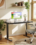 48-Inch Glass Electric Standing Desk — USB Charging & Drawer