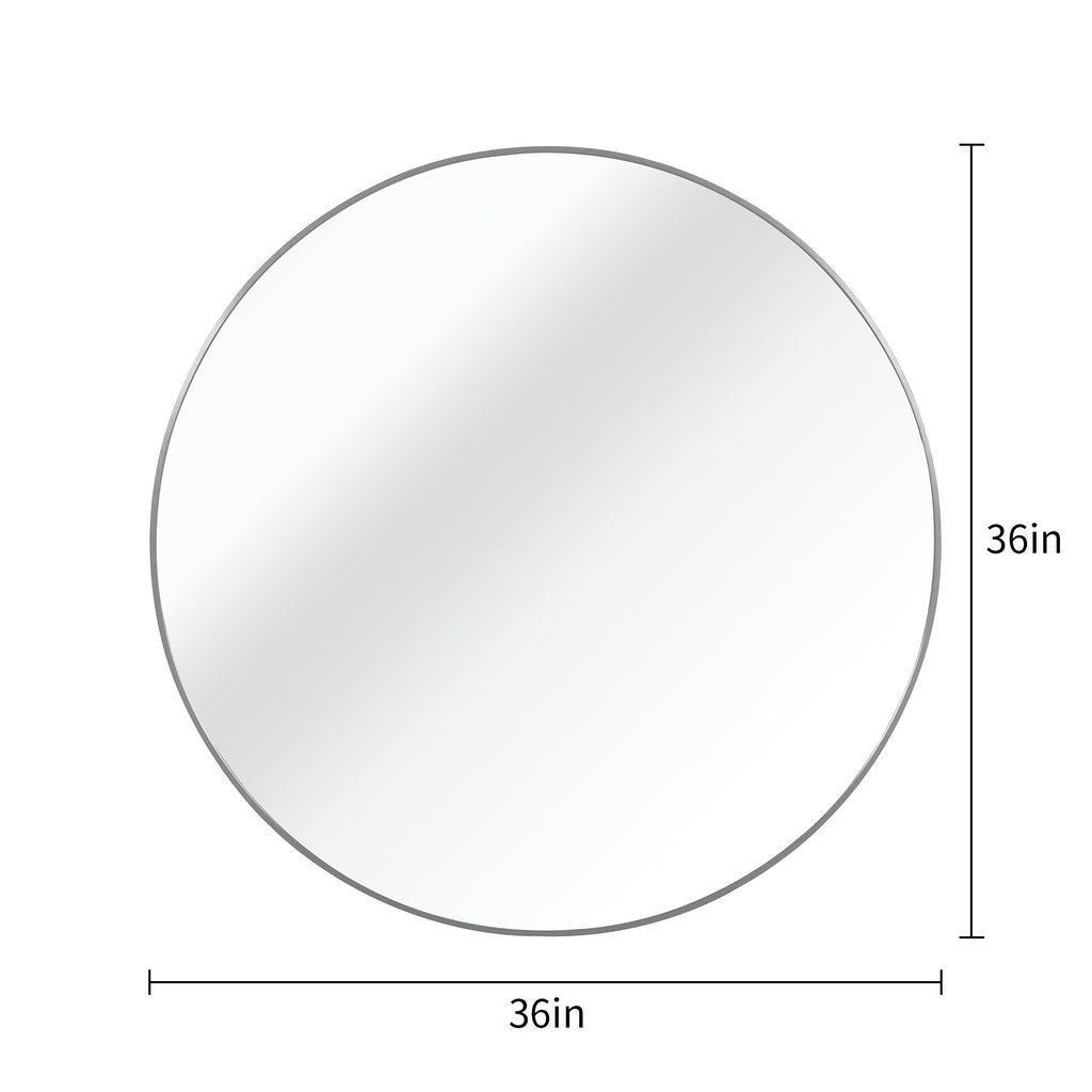 Silver Round Wall Mirror | 36 in.