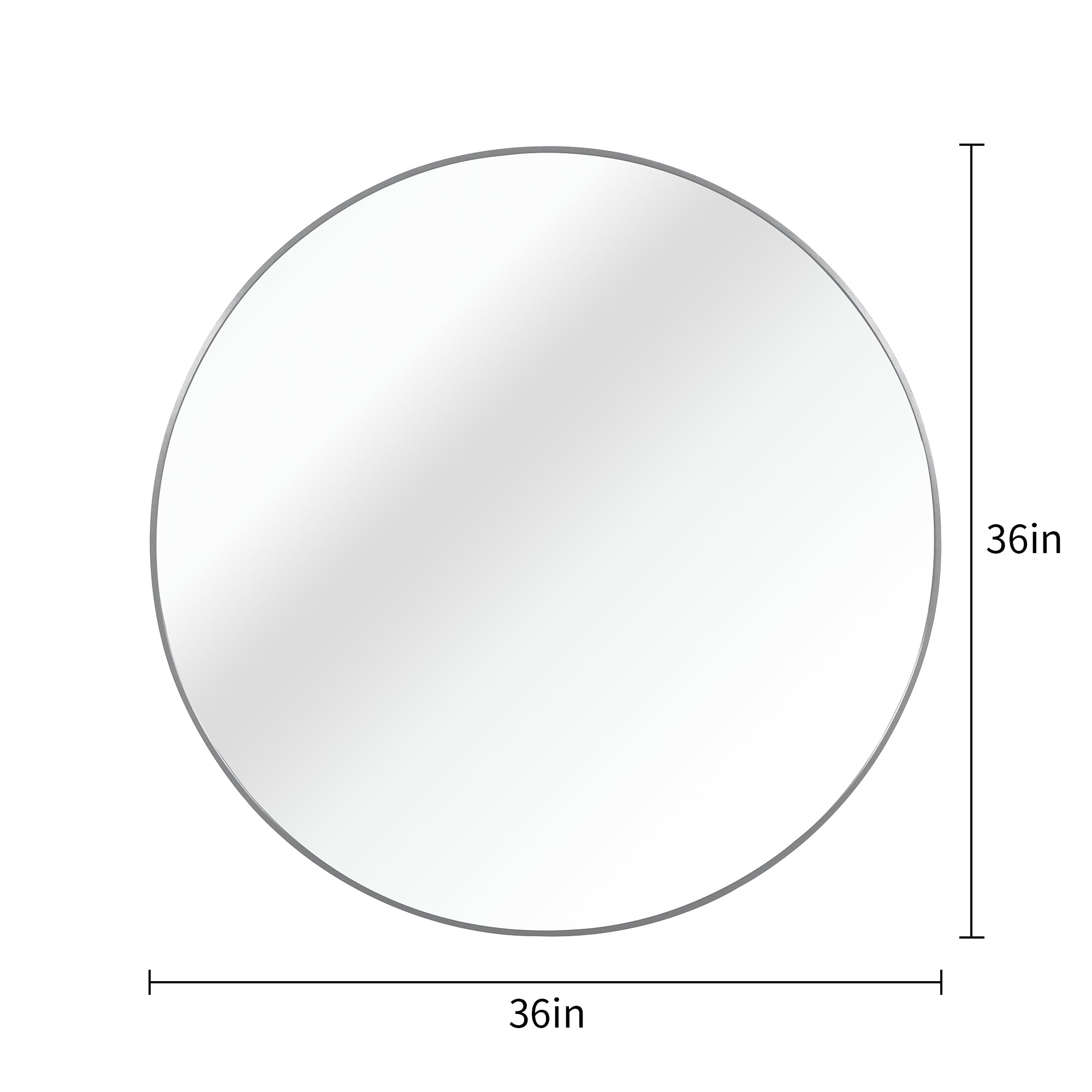 Silver Round Wall Mirror | 36 in.