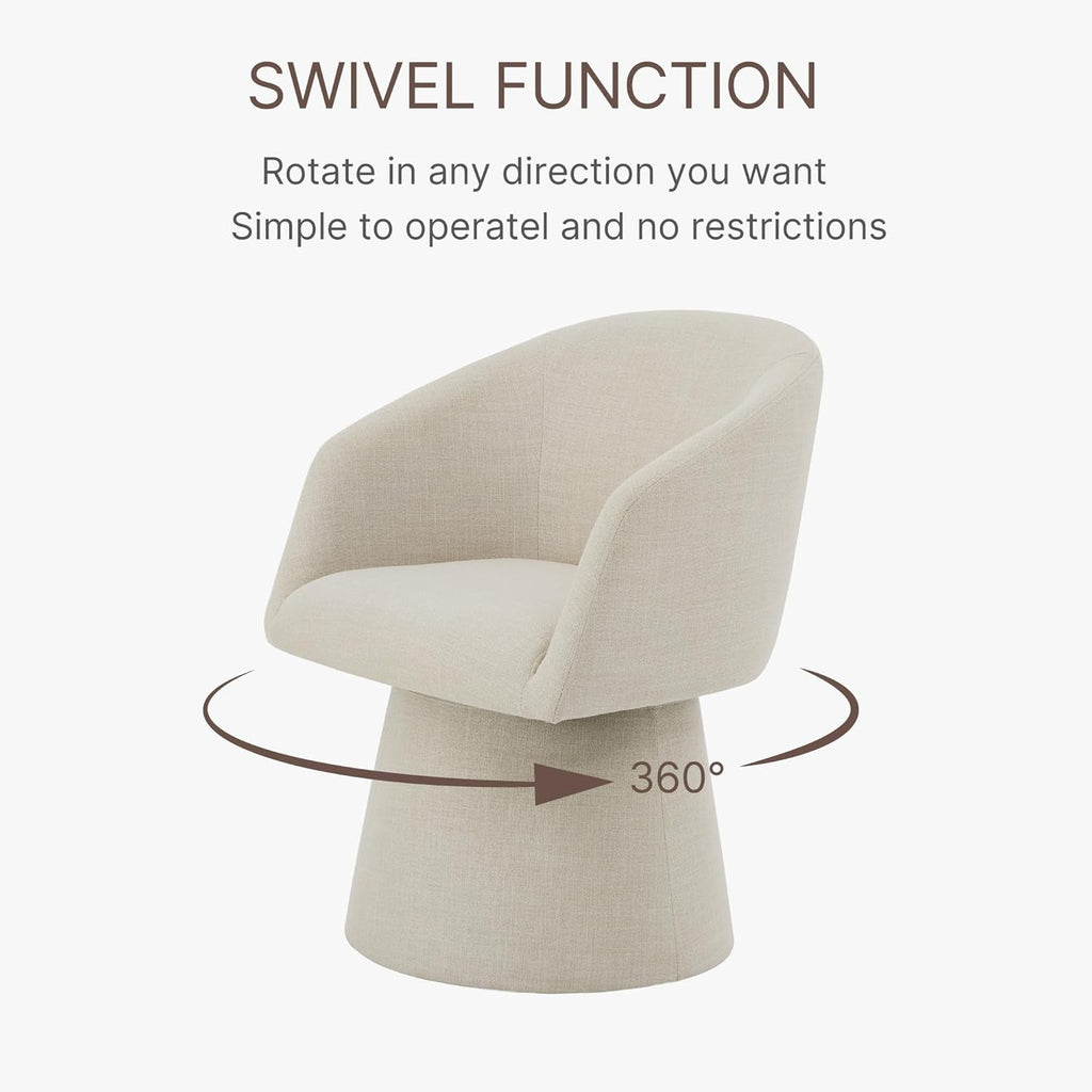 360 Degree Modern Swivel Linen Dining Chairs Set Of 4