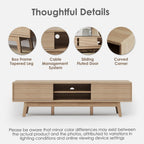 59 Inch Mid Century Modern TV Console Fluted Doors