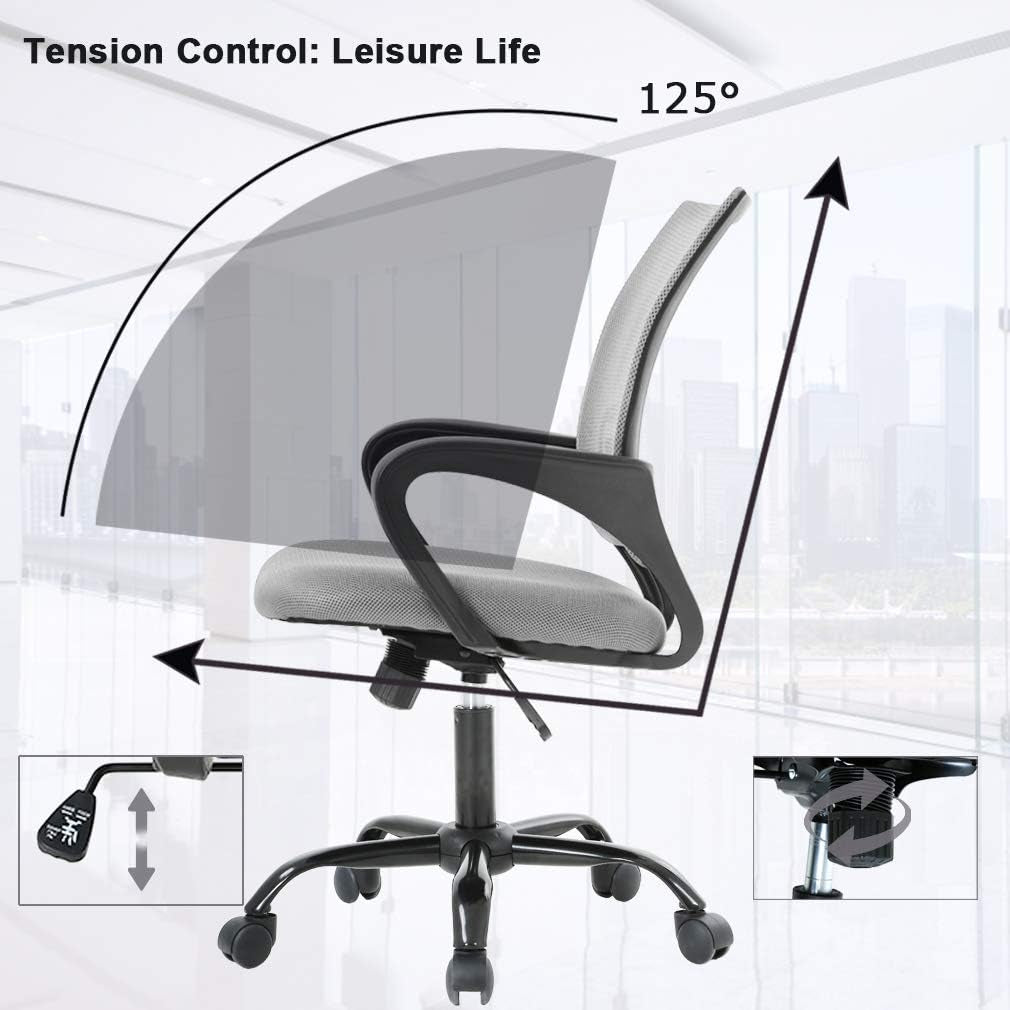 Ergonomic Grey Office Chair With Lumbar Support