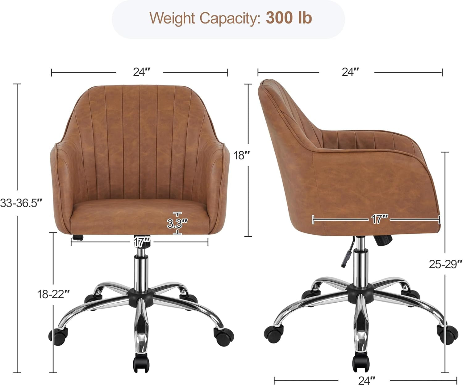 Brown Ergonomic Chair With Adjustable Height