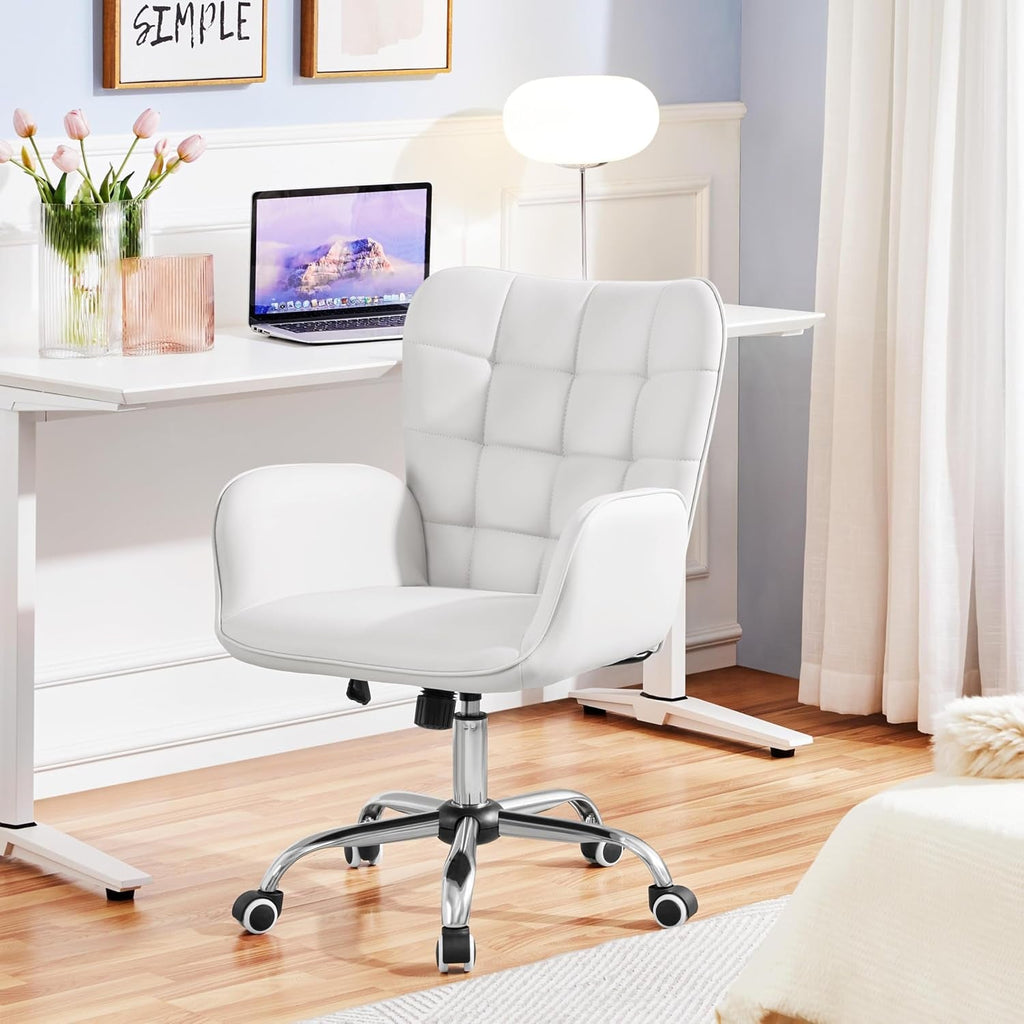 Ergonomic White Office Chair Adjustable