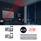 FM Radio LED Projector Alarm Clock with Temperature & Humidity Display
