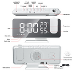 FM Radio LED Projector Alarm Clock with Temperature & Humidity Display