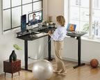 Electric L Shaped Standing Desk 59 Inch With Power Outlets