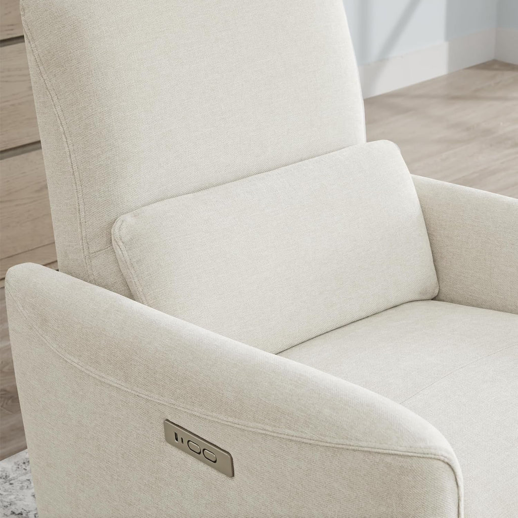 Power Recliner Chair With Linen Upholstery Lumbar Support