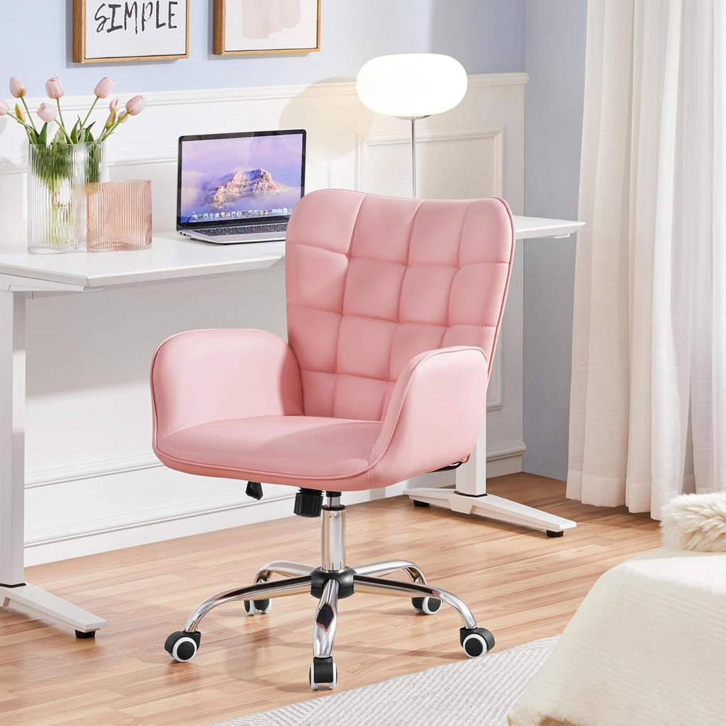Pink Ergonomic Chair With Adjustable Height