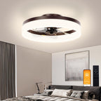 Brown Flush Mount Bladeless Fan Light With Dimmable LED