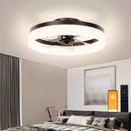 Brown Flush Mount Bladeless Fan Light With Dimmable LED