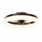 Brown Flush Mount Bladeless Fan Light With Dimmable LED