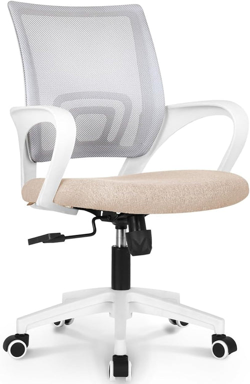 Ergonomic Beige Office Chair With Adjustable Lumbar Support