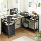 L Shaped Desk 47 Inch With Power Outlets And Ample Storage